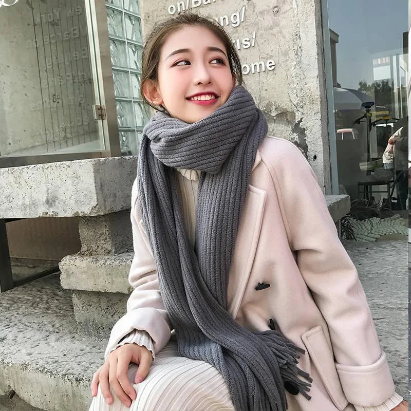 Scarves Ladies Knit Comfortable Warm Thick Long Scarf Women Tassel Big Outdoor Sweet Shawl Elegant Wool Shawl Cape