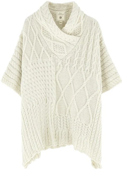 Shawl Neck Poncho Cape - Cream Comfortable Pashmina Shawl